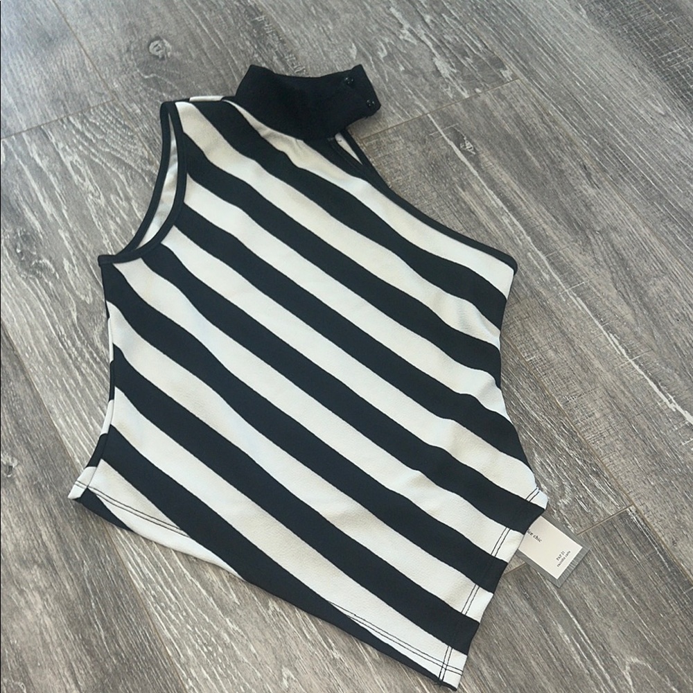 Black and White Striped Women's Top